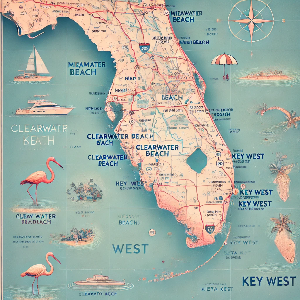 florida map with beaches