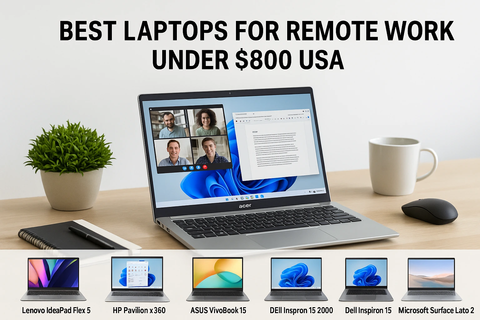 Best laptops for remote work under $800 USA