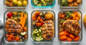 healthy meal prep containers colorful