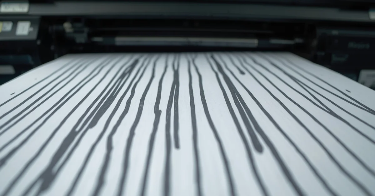 laser printer printing black vertical stripes on white paper